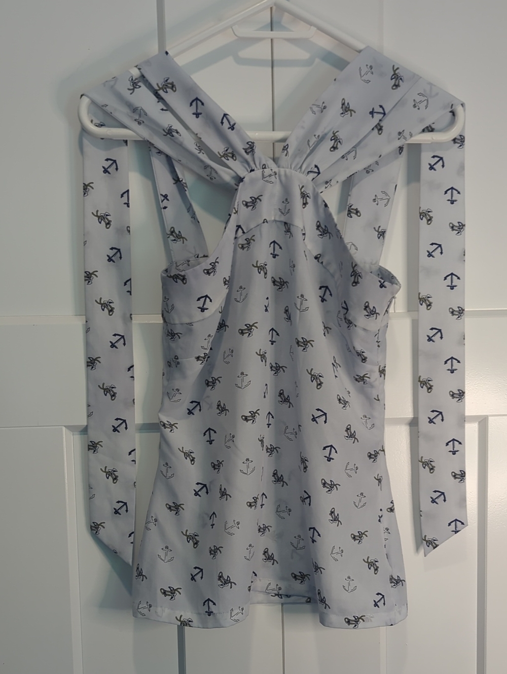 Guess By Marciano Navy Anchor Print Sleeveless Tie-Back Top Size XS